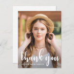 Simple Bat Mitzvah Thank You Star of David Photo Postcard<br><div class="desc">Simple white thank you script typography with full photo on the front,  and a sweet thank you message with a blue star of david and return address on the back of the postcard.</div>