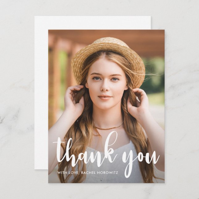 Simple Bat Mitzvah Thank You Star of David Photo Postcard (Front/Back)