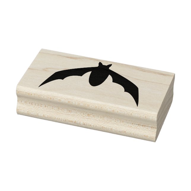 Simple Bat With Wings Down Flying Silhouette Shape Rubber Stamp (Stamp)