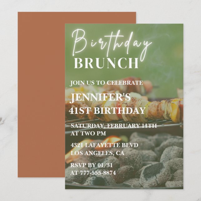 Simple Bbq Backyard 41st birthday invitations  (Front/Back)