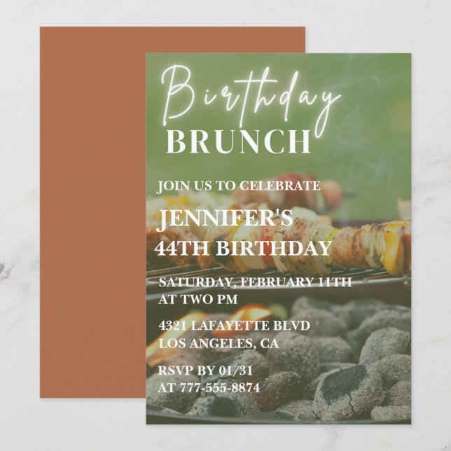 Simple Bbq Backyard 44th birthday invitations  (Front/Back)