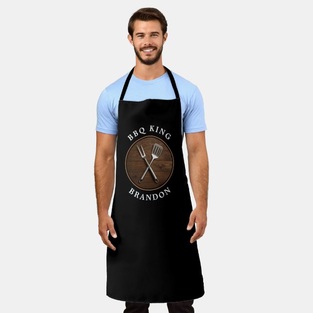 Simple BBQ King Grilling for Dad Apron (Worn)