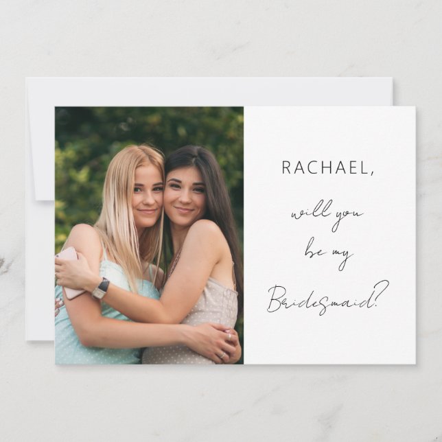 Simple Be My Bridesmiad Photo Proposal Invitation (Front)