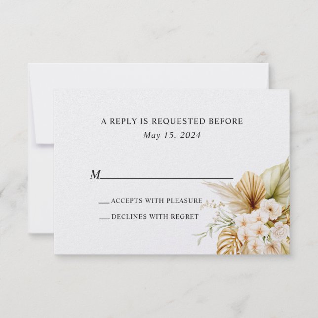 Simple Beach Beach Wedding RSVP Card (Front)