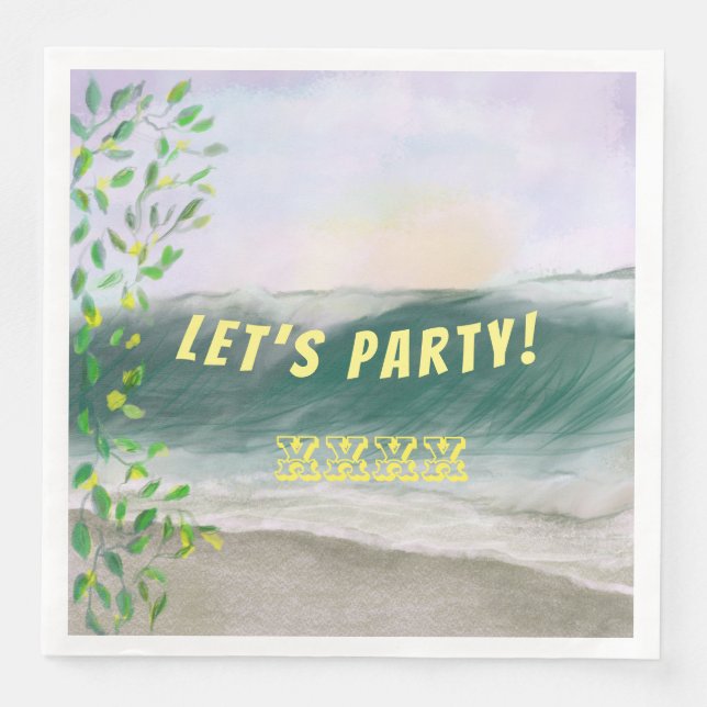 Simple Beach Birthday Picnic Napkin (Front)