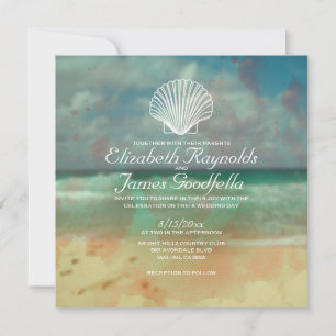 Simple Beach Destination Wedding Invitations