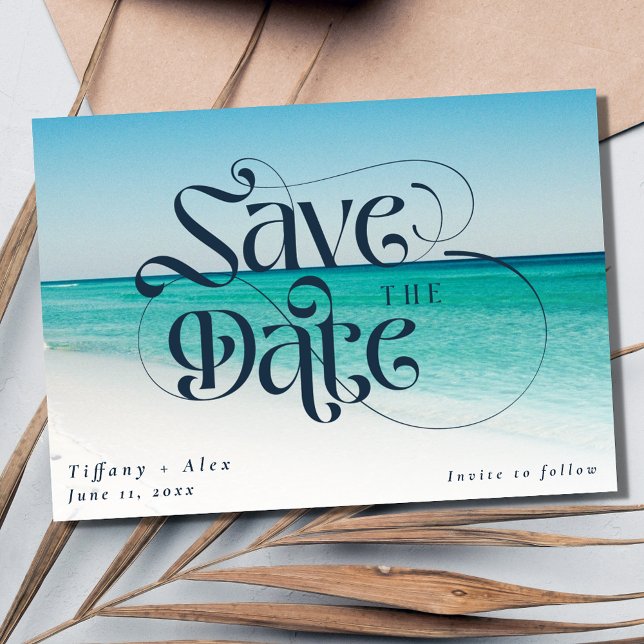 Simple Beach Destination Wedding  Save The Date (Simple Beach Destination Wedding Save The Date)