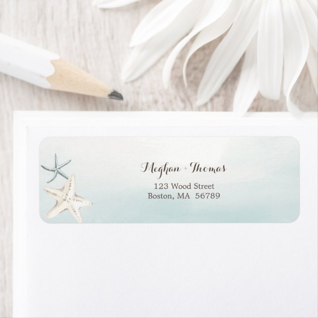 Simple Beach Dusty Blue Personalise Return Address Label (Insitu)
