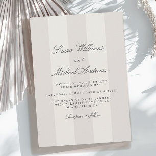 Simple Beach Sand Cabana Stripes Wedding Invitation