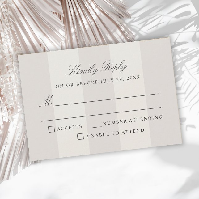 Simple Beach Sand Cabana Stripes Wedding RSVP (Creator Uploaded)