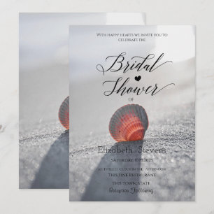 Simple Beach Seashell Bridal Shower Invitation