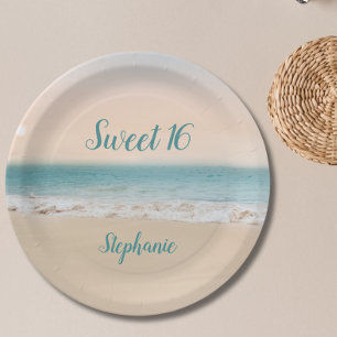 Simple Beach   Sweet 16   Paper Plate