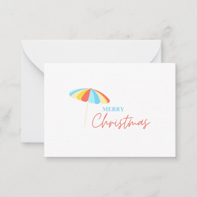 Simple Beach Themed Christmas Greeting Card (Front)