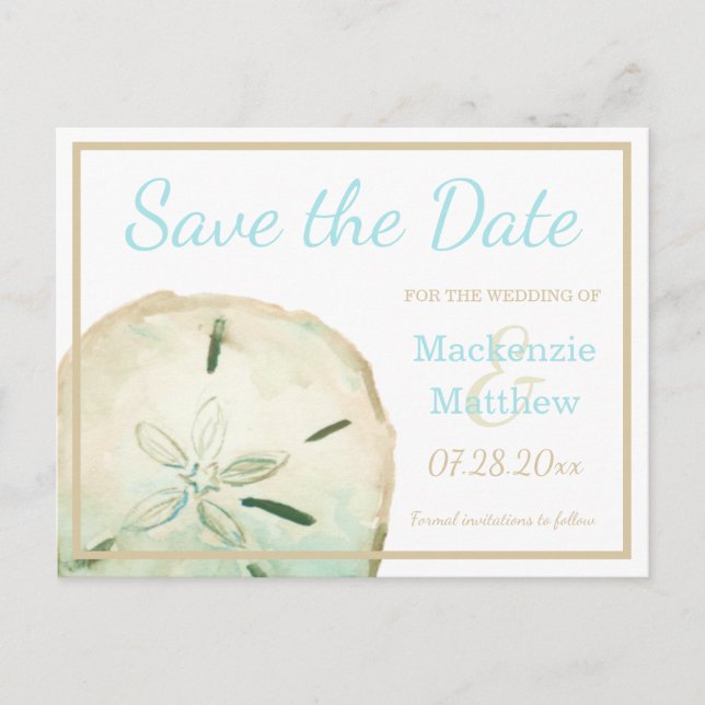 Simple Beach Themed Save the Date Announcement Postcard (Front)