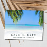 Simple Beach Vow Renewal Save the Date Announcement Postcard<br><div class="desc">Get your guests ready for your vowel renewal celebration with our Simple Beach Vow Renewal save the date postcards. The front of this postcard features a beautiful photograph of palm trees on a pristine tropical beach. With its powder white sand and crystal-clear turquoise waters, this image transports your guests to...</div>