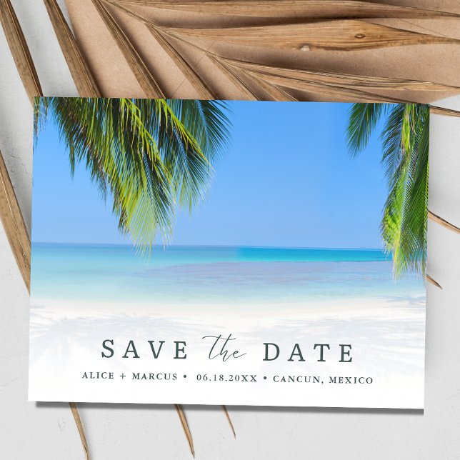 Simple Beach Wedding Save the Date Announcement Postcard (Simple Beach Wedding Save the Date Announcement Postcard)