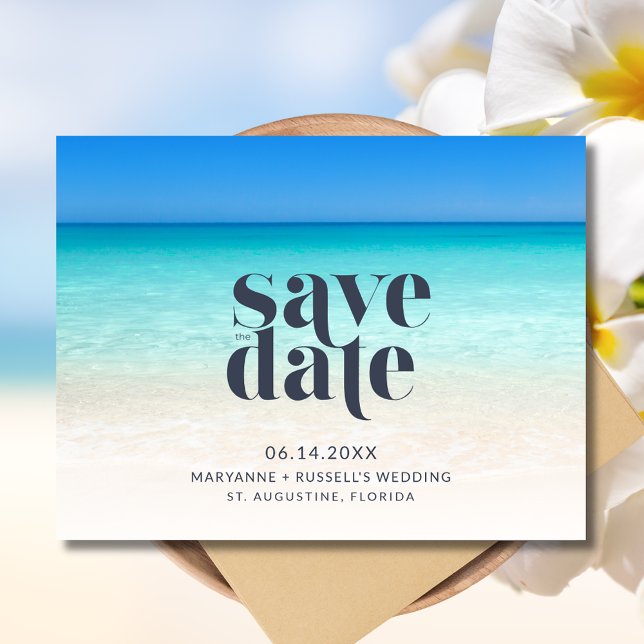 Simple Beach Wedding Save the Date Announcement Postcard (Simple Beach Wedding Save the Date Postcard)