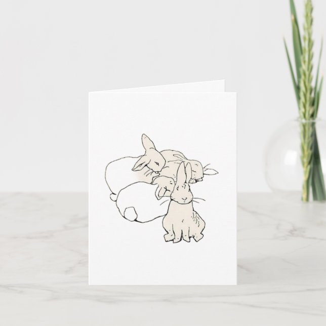 Simple Beatrix Potter Bunny Sketch Greeting Card (Front)