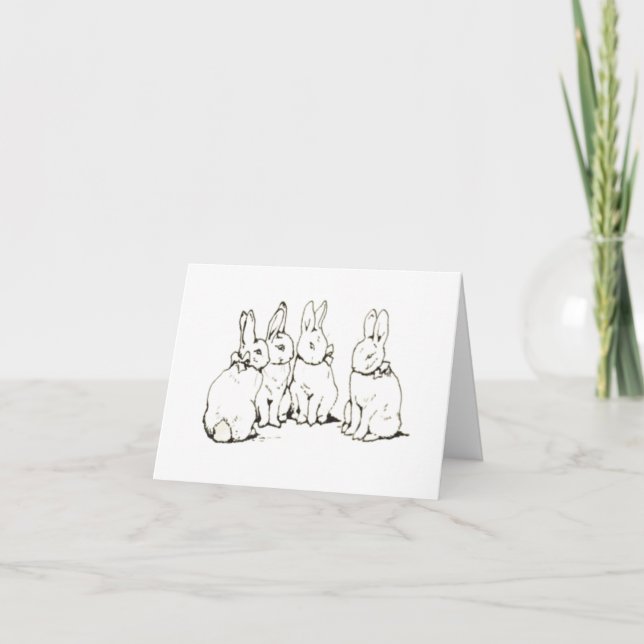 Simple Beatrix Potter Bunny Sketch Greeting Card (Front)
