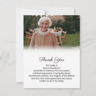 Simple Beautiful Photo Funeral Thank You Card