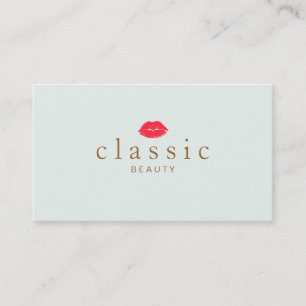 Simple Beauty Light Aqua Blue Kissing Lips Business Card
