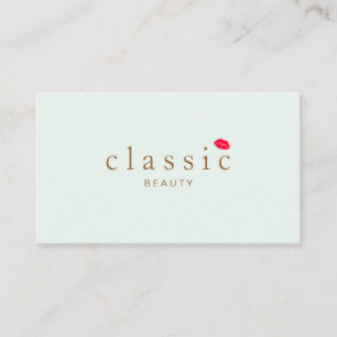 Simple Beauty Light Aqua Blue Red Lips Business Card