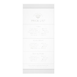 Simple beauty product price list mono lotus logo rack card