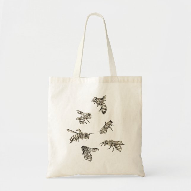 Simple Bee Drawings // Tote Bag (Front)