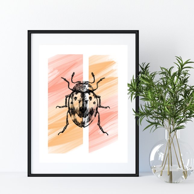 Simple Beetle Bug Silhouette on Orange Background  Poster (Creator Uploaded)