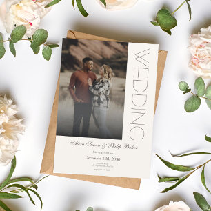 Simple Bege Photo Wedding Invitation