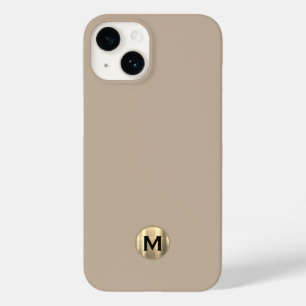 Simple Beige Brushed Gold Monogram Case-Mate iPhone 14 Case