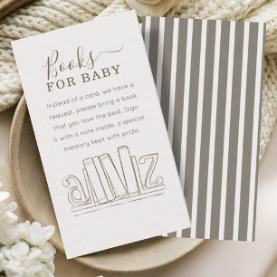 Simple Beige Cafe Stripes Books for Baby Enclosure Card
