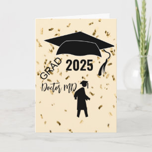 Simple beige, confetti graduation male silhouette card