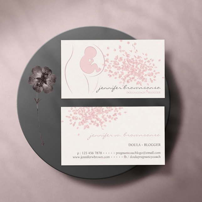 Simple Beige Doula Birth Coach Pregnant Business Card (Creator Uploaded)