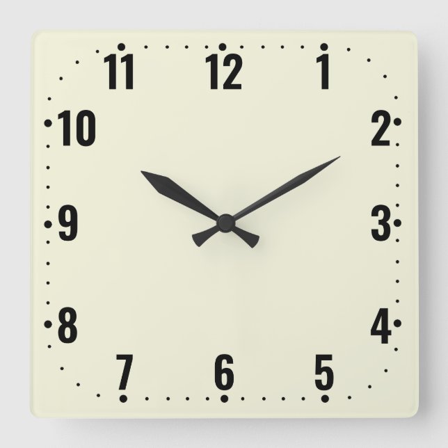 Simple Beige Face With Numbers - Frameless  Square Wall Clock (Front)