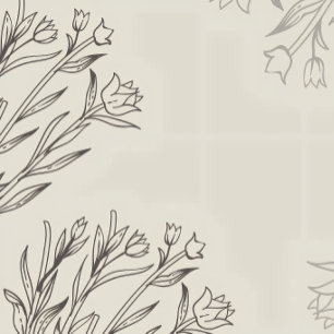 Simple Beige Floral Outline Name Mail Address Return Address Label