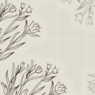 Simple Beige Floral Outline Name Mail Address Return Address Label