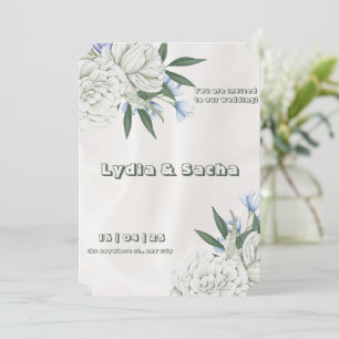 Simple Beige Floral Wedding Invitation