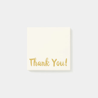 Simple Beige & Gold Thank You Post-it Notes