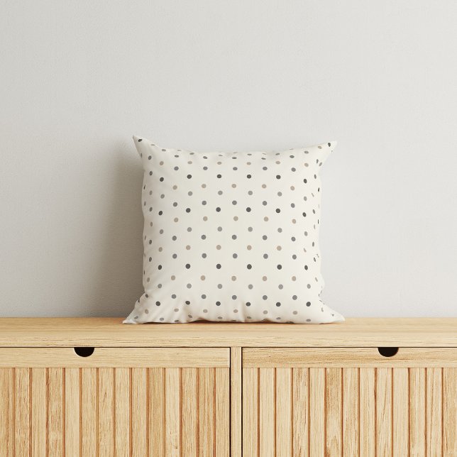 Simple Beige & Grey Baby Dot Throw Pillow (Creator Uploaded)
