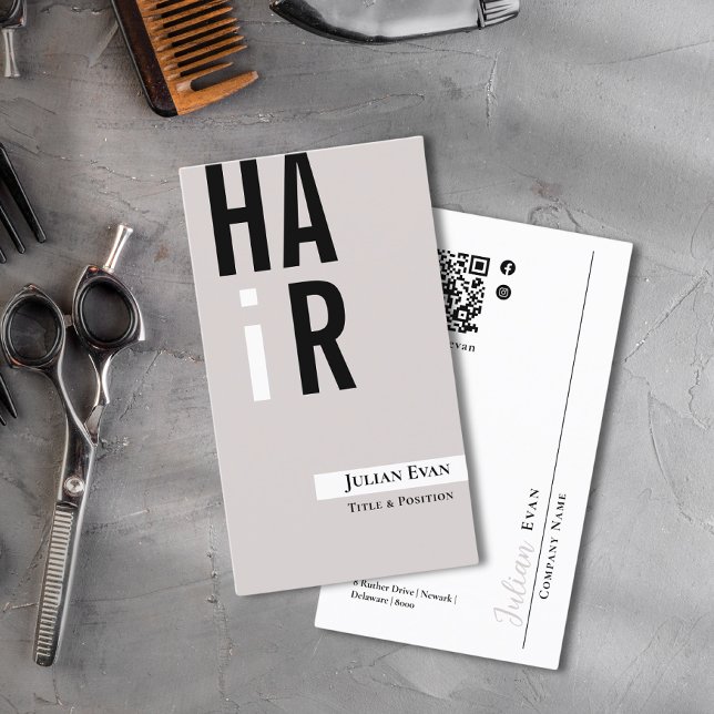 Simple Beige Hairdresser Neutral Business Card (Simple Beige Hairdresser Neutral Business Card)
