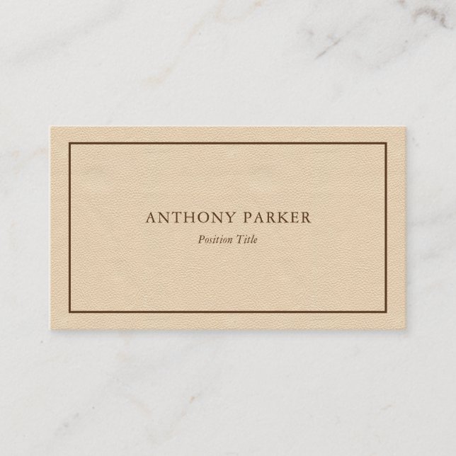 Simple Beige Leather Look   Business Card (Front)
