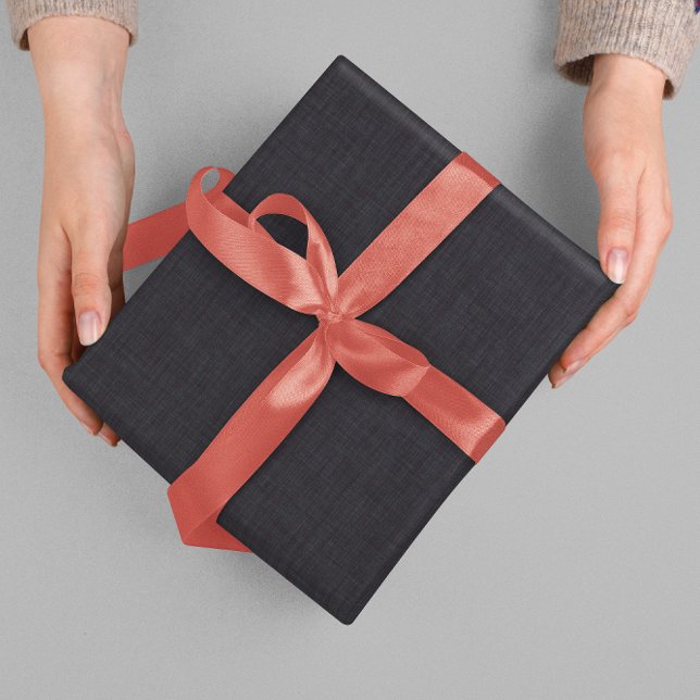 Simple Beige Linen Black Texture  Wrapping Paper (Creator Uploaded)