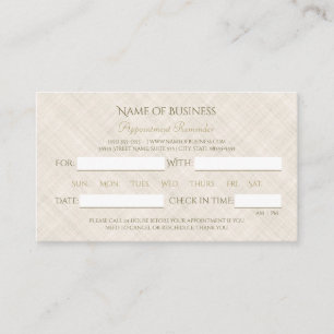 Simple Beige Linen Elegant Script Appointment Card
