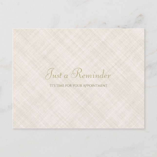 Simple Beige Linen Elegant Script Appointment Postcard (Front)