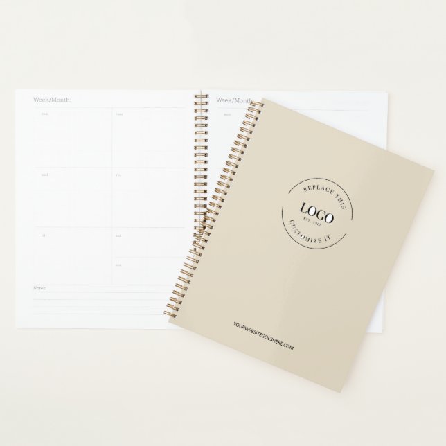 Simple beige Minimalist Custom Logo Branded Planner (Display)