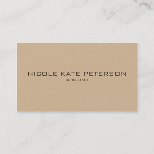 Simple Beige Minimalist Elegant Consultant Business Card (Front)