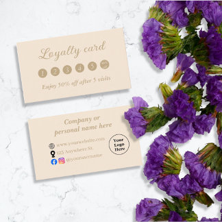 Simple beige minimalist  loyalty card