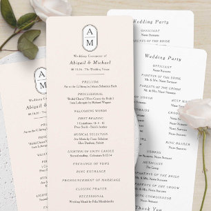 Simple beige, Modern initials order of service Program