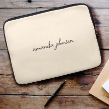 Simple Beige Monogrammed Cursive Full Name